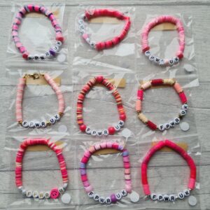 FPWR UK Beaded Bracelets | OOAK Unique Pink Bracelets | Made by PWS Families